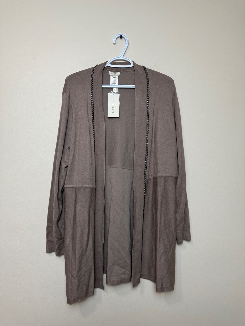 Laura Plus Lightweight Open Cardigan - Taupe size X